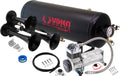 VIXEN HORNS VXO8325/3311B TRIPLE TRUMPET TRAIN AIR HORN BLACK WITH 2.5 GALLON TANK AND 200 PSI COMPRESSOR image 0