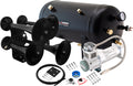 VIXEN HORNS VXO8350/4318B QUAD TRUMPET TRAIN AIR HORN BLACK WITH 5 GALLON TANK AND 200 PSI COMPRESSOR image 0