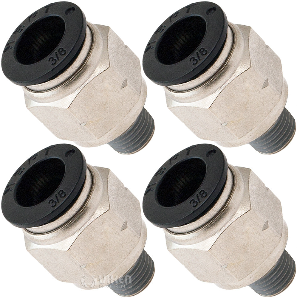 VIXEN HORNS VXA7318-4 1/8" NPT MALE PUSH TO CONNECT STRAIGHT PNEUMATIC FITTING FOR 3/8" OD HOSE (4 PACK) image 0