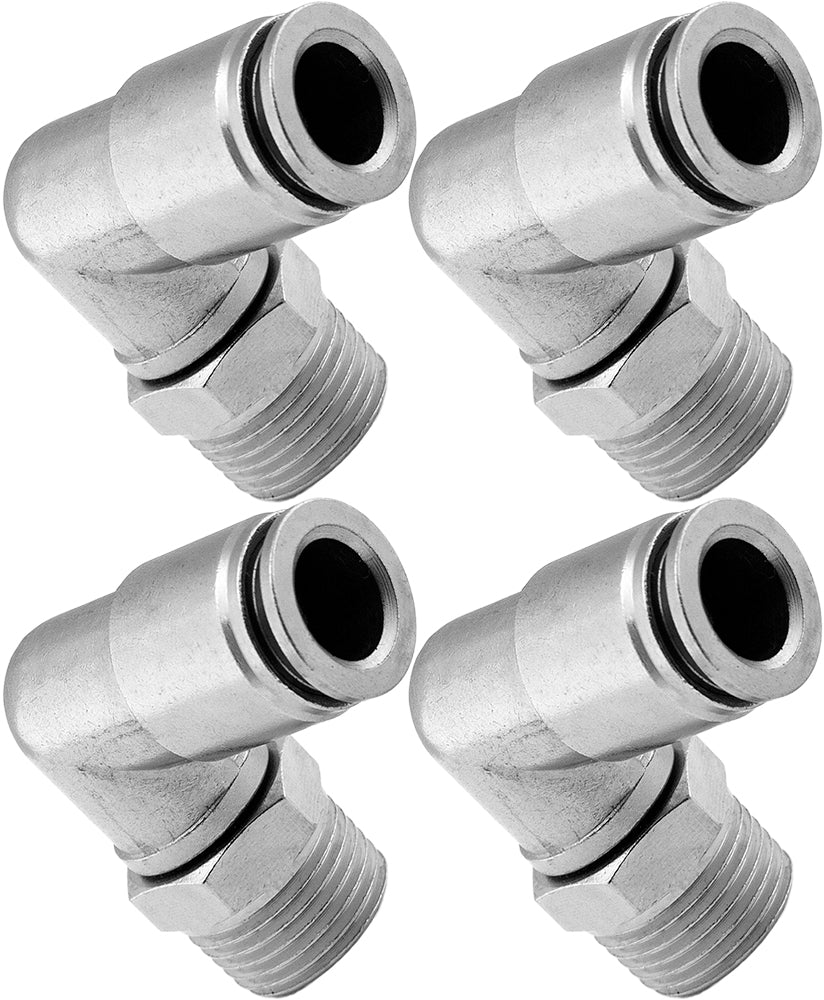 VIXEN AIR VXA2323-4 3/8" NPT MALE TO PUSH TO CONNECT (PTC) FOR 3/8" OD HOSE SWIVEL ELBOW (4 PACK) image 0