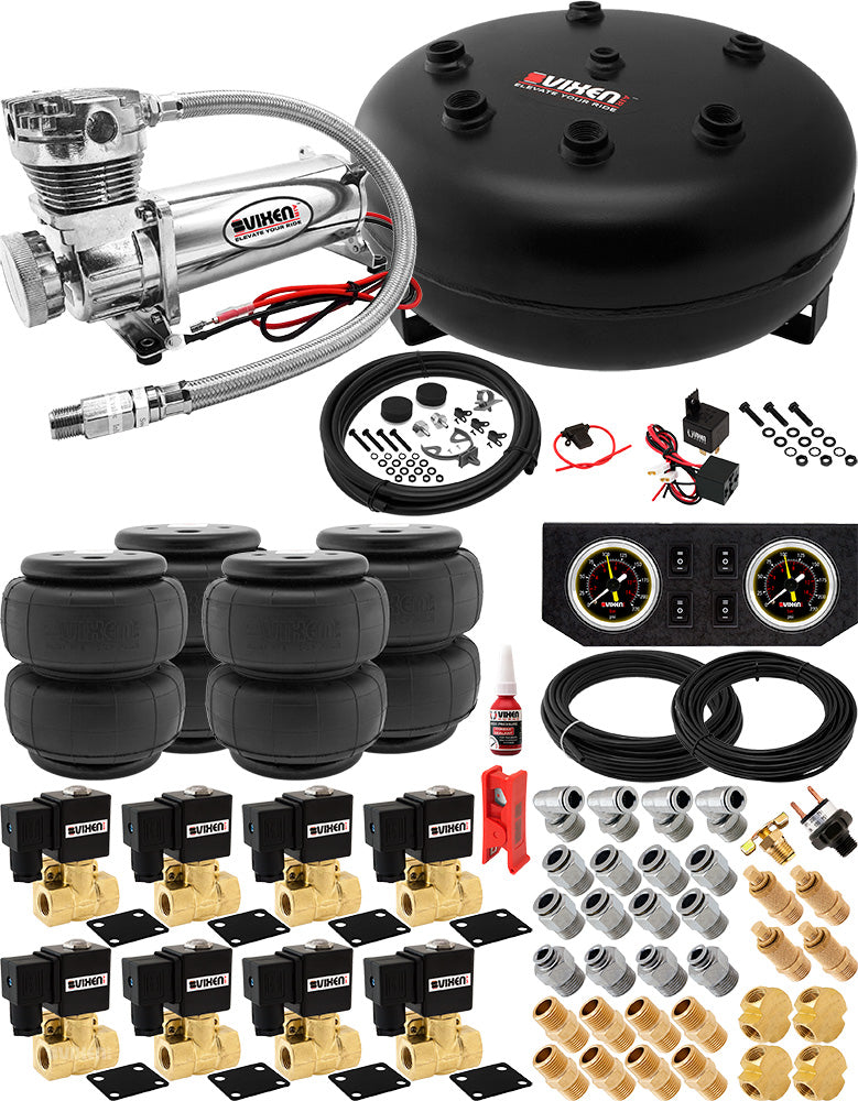 VIXEN AIR VXX3805FB/4840C AIR SUSPENSION KIT FOR TRUCK/CAR BAG/AIR RIDE/SPRING. ON BOARD SYSTEM, 200PSI COMPRESSOR, 4 GALLON TANK image 0