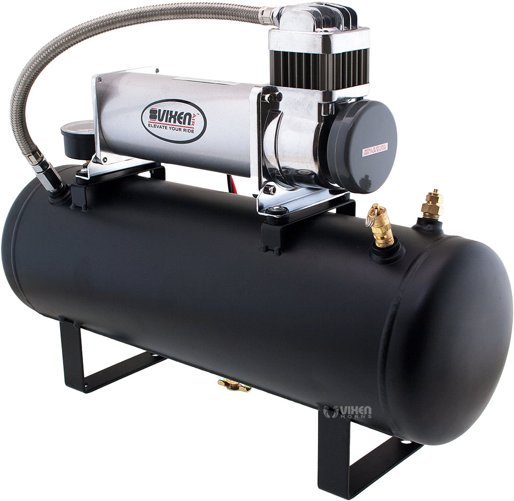 VIXEN HORNS VXO8580/3418B TRIPLE TRUMPET TRAIN AIR HORN BLACK WITH 2.5 GALLON TANK AND 200 PSI COMPRESSOR image 5