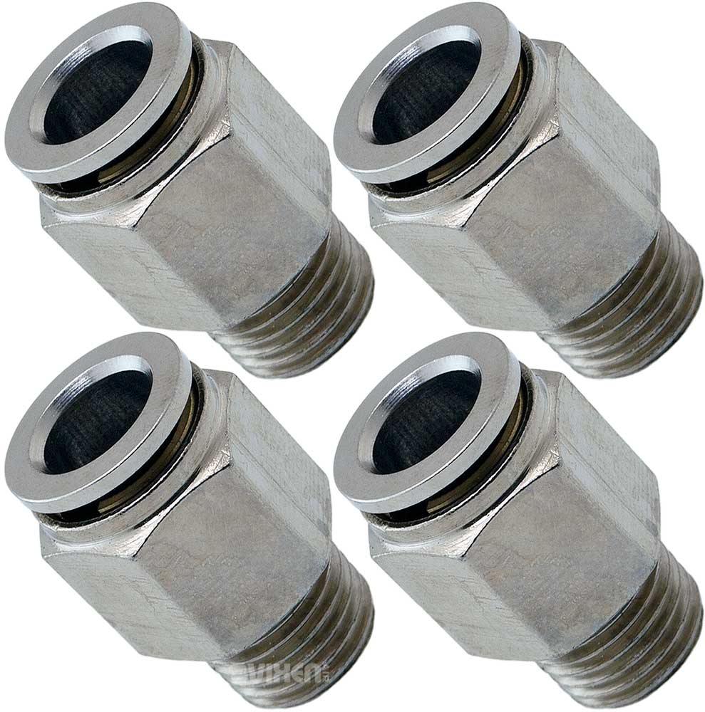 VIXEN AIR VXA7148-4 1/4″ NPT MALE TO PUSH TO CONNECT (PTC) FOR 3/8″ OD HOSE STRAIGHT PNEUMATIC FITTING (4 PACK) image 0