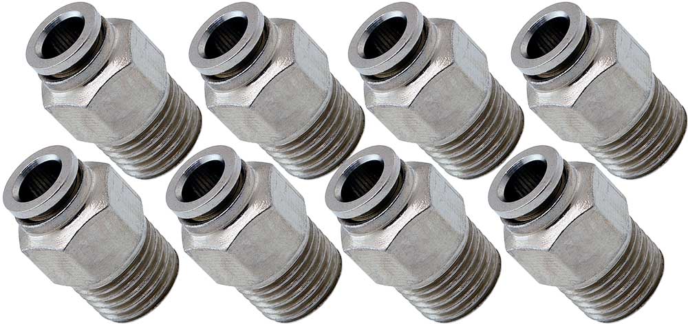 VIXEN AIR VXA7141-8 1/4″ NPT MALE TO PUSH TO CONNECT (PTC) FOR 1/4″ OD HOSE STRAIGHT PNEUMATIC FITTING (8 PACK) image 0