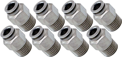 VIXEN AIR VXA7141-8 1/4″ NPT MALE TO PUSH TO CONNECT (PTC) FOR 1/4″ OD HOSE STRAIGHT PNEUMATIC FITTING (8 PACK) image 0