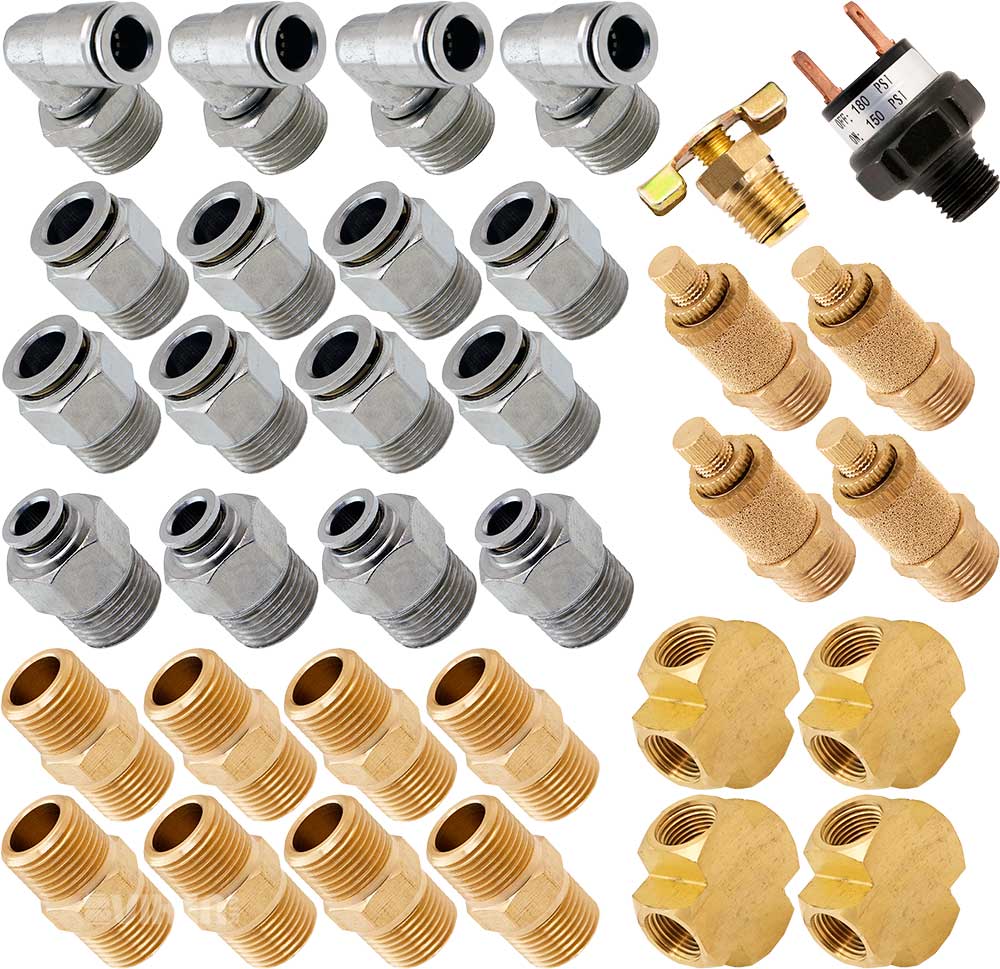 VIXEN AIR VXK3804GW 3/8" NPT AIR RIDE SUSPENSION HIGH FLOW AIR VALVES/SOLENOIDS 210 PSI FOUR CORNERS WITH DUAL WHITE GAUGE, FITTINGS AND HOSES image 6
