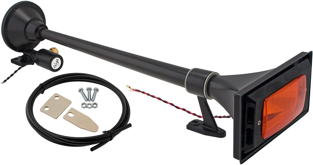 VIXEN HORNS VXH1264YB SEMI TRUCK AIR HORN WITH ORANGE LIGHT BLACK image 0