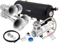 VIXEN HORNS VXO8315/4114 QUAD TRUMPET TRAIN AIR HORN CHROME PLATED WITH 1.5 GALLON TANK AND 200 PSI COMPRESSOR image 0