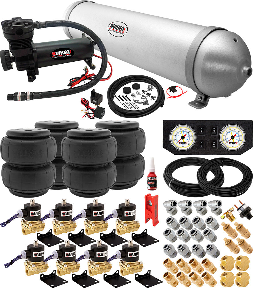 VIXEN AIR VXX3804FW/4850B AIR SUSPENSION KIT FOR TRUCK/CAR BAG/AIR RIDE/SPRING. ON BOARD SYSTEM, 200PSI COMPRESSOR, 5 GALLON ALUMINUM TANK image 0