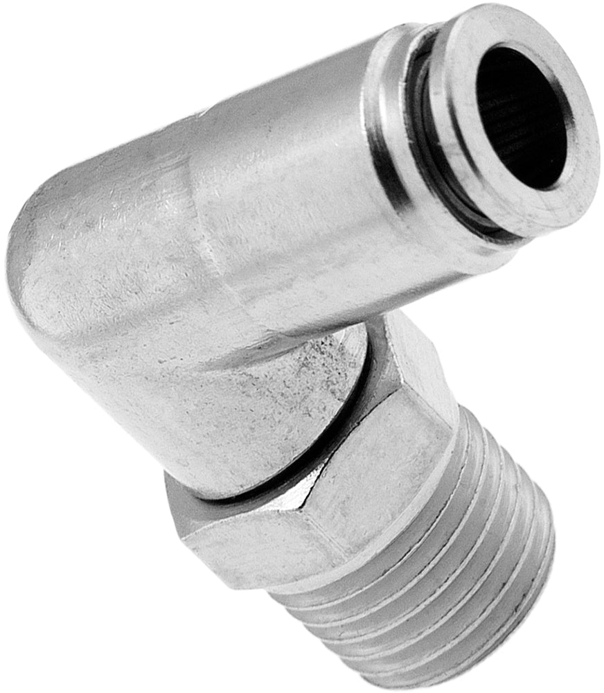 VIXEN AIR VXA2424 1/4" NPT MALE TO PUSH TO CONNECT (PTC) FOR 1/4" OD HOSE SWIVEL ELBOW image 0