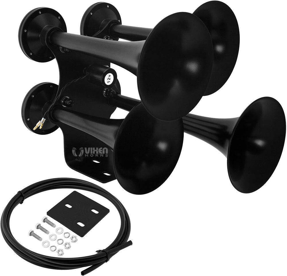 VIXEN HORNS VXH4318B FOUR TRUMPET TRAIN AIR HORN BLACK image 0