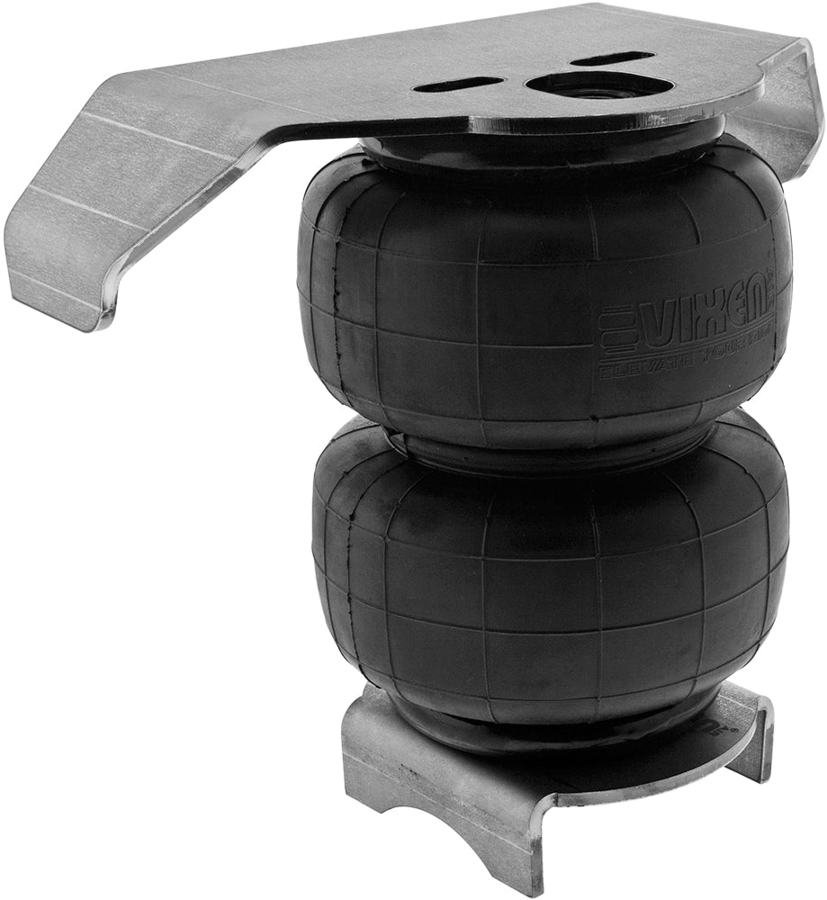 VIXEN AIR VXD2514SS/BB 1/2" NPT SINGLE AIR PORT SUSPENSION AIR SPRING/AIR BAGS WITH INTERNAL BUMP STOP, UNIVERSAL BRACKETS, FITTINGS, SCHRADER VALVES AND 20FT HOSE image 1