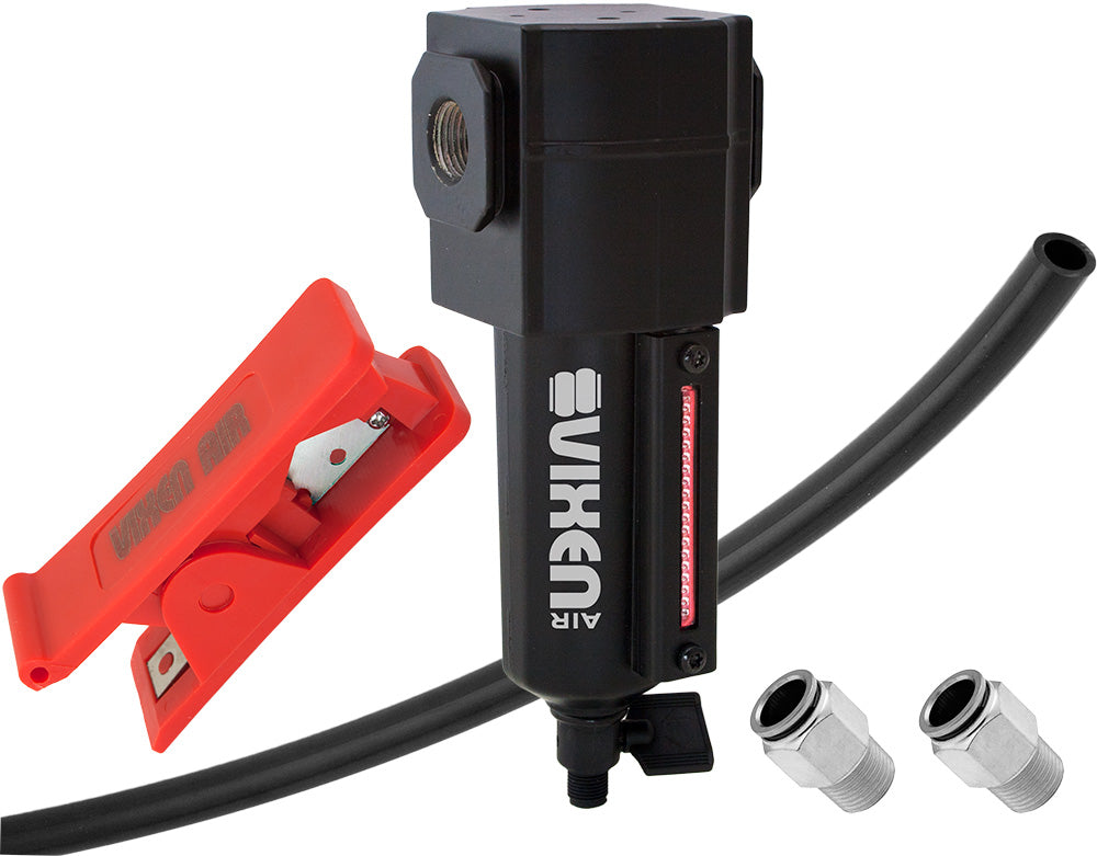 VIXEN AIR VXK3912B 3/8" NPT IN-LINE ALUMINUM AIR FILTER/WATER TRAP KIT BLACK image 0