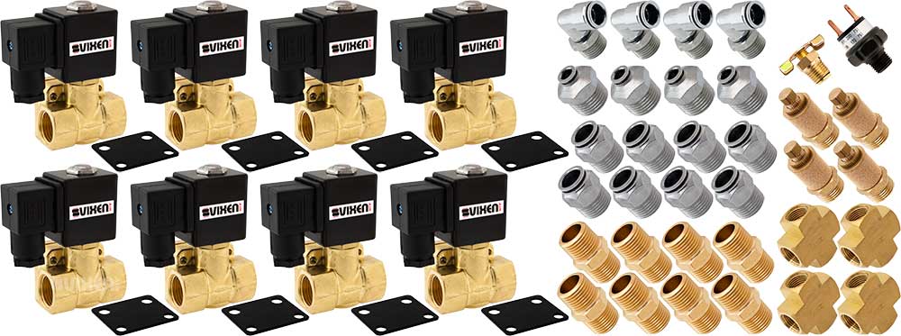 VIXEN AIR VXK1209 1/2" NPT AIR RIDE SUSPENSION HIGH FLOW ELECTRIC AIR VALVES/SOLENOIDS 250 PSI FOUR CORNERS WITH FITTINGS image 0