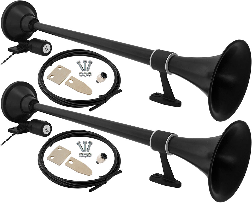 VIXEN HORNS VXH1164BX2 SEMI TRUCK SINGLE AIR HORN BLACK (DUAL PACK) image 0