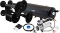 VIXEN HORNS VXO8330/4318B QUAD TRUMPET TRAIN AIR HORN BLACK WITH 3 GALLON TANK AND 200 PSI COMPRESSOR image 0
