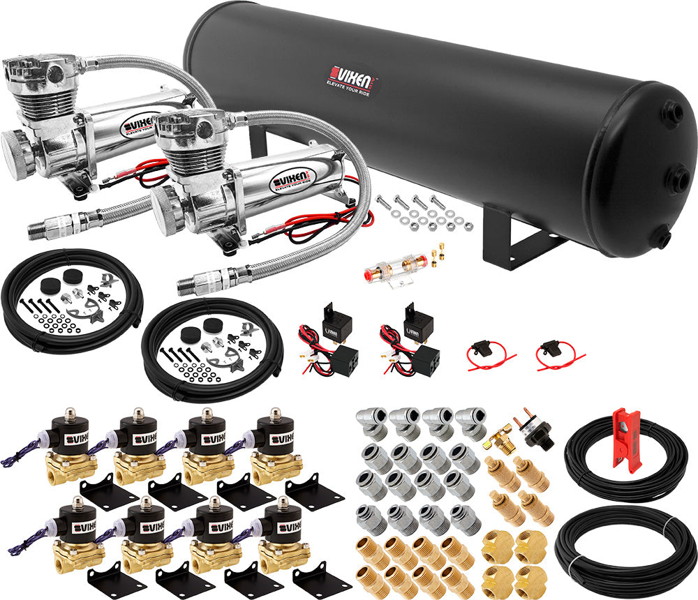 VIXEN AIR VXX3804H/4852DC AIR SUSPENSION KIT FOR TRUCK/CAR BAG/AIR RIDE/SPRING. ON BOARD SYSTEM, DUAL 200PSI COMPRESSOR, 5 GALLON TANK image 0