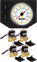 VIXEN AIR VXF1G2038W 3/8" NPT ELECTRIC AIR VALVE (SOLENOID) 210PSI 12V (4-PACK) WITH 1 DUAL NEEDLE GAUGE/2 SWITCH DASH PANEL KIT WHITE image 0