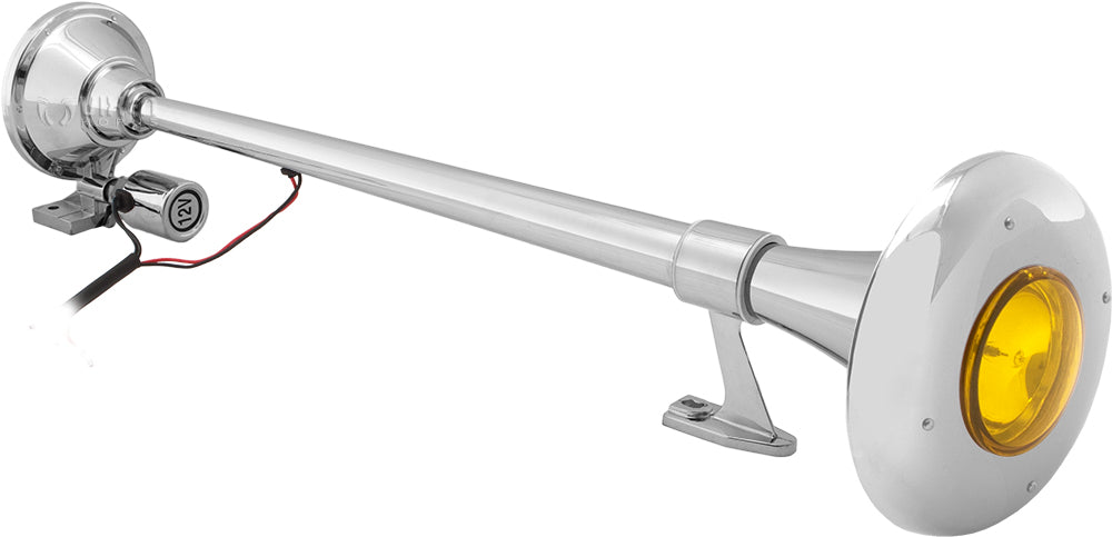VIXEN HORNS VXH1164YX2 SEMI TRUCK AIR HORN WITH AMBER LIGHT CHROME PLATED (DUAL PACK) image 1