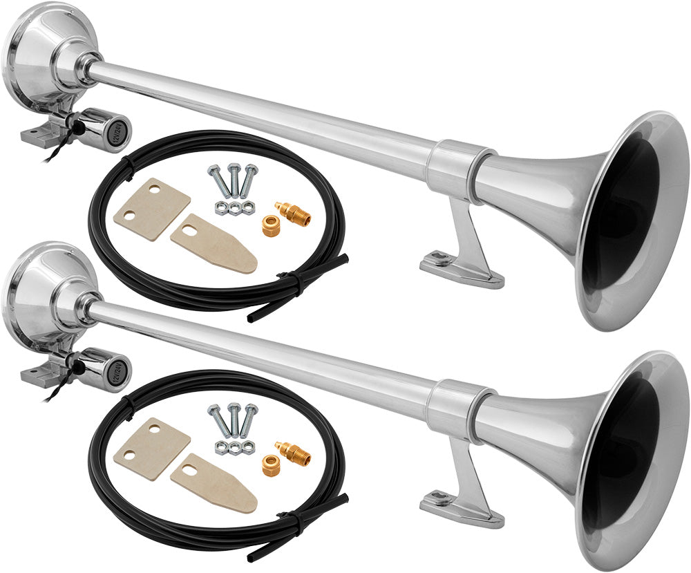 VIXEN HORNS VXH1164X2 SEMI TRUCK SINGLE AIR HORN CHROME PLATED (DUAL PACK) image 0