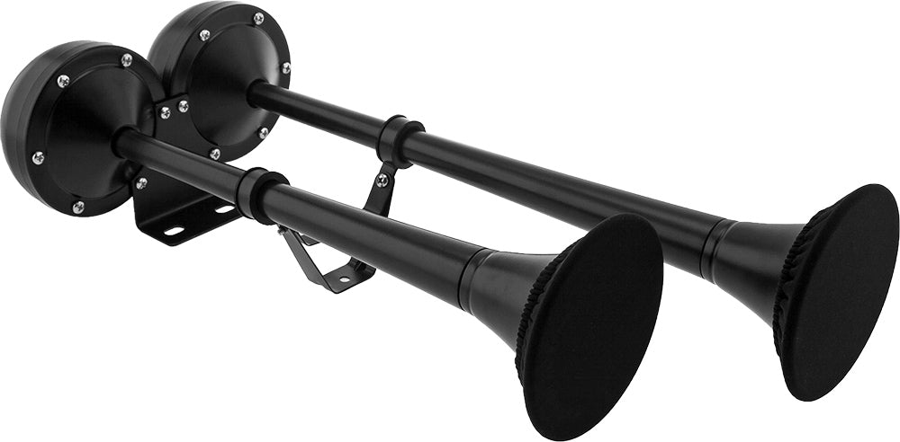VIXEN HORNS VXH2112MAR-B/P MARINE GRADE STAINLESS STEEL ELECTRIC AIR HORN WITH COVERS BLACK image 1