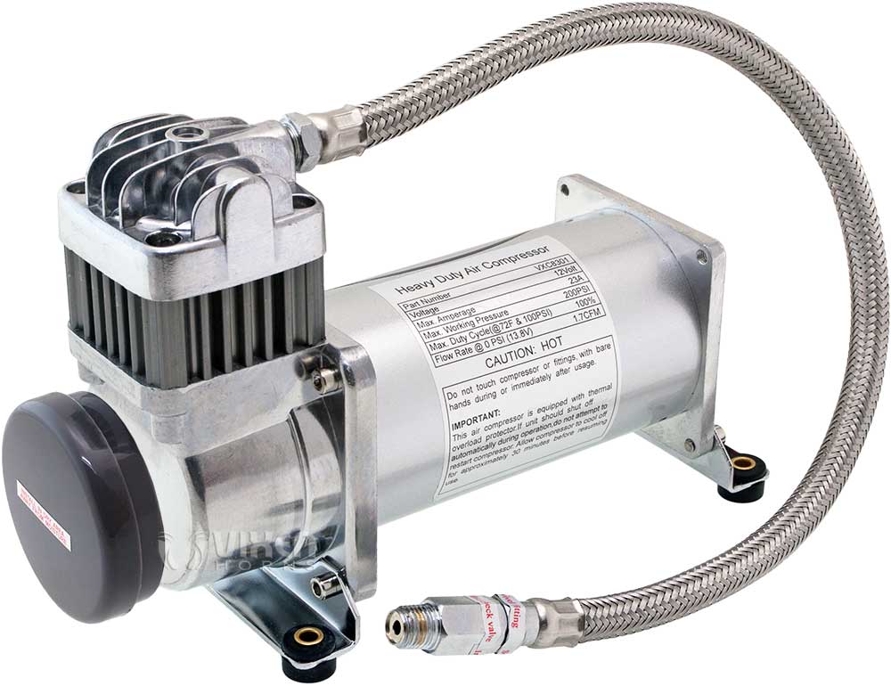 VIXEN HORNS VXO8325/3311B/P TRIPLE TRUMPET TRAIN AIR HORN WITH COVERS BLACK, 2.5 GALLON TANK AND 200 PSI COMPRESSOR image 4