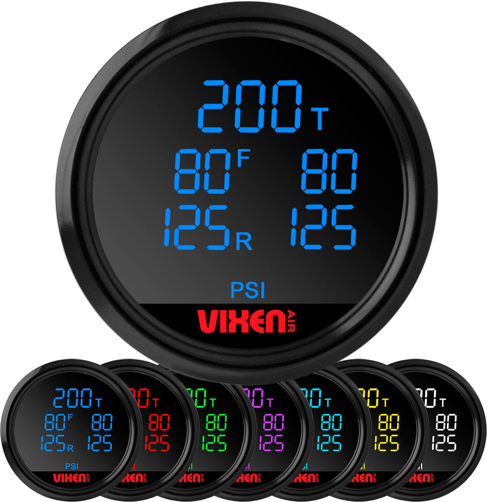 VIXEN AIR VXA9550BD 2" FIVE DISPLAY DIGITAL AIR PRESSURE GAUGE image 0