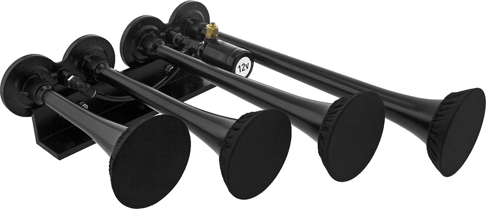 VIXEN HORNS VXH4124XLB/P FOUR TRUMPET TRAIN AIR HORN XLONG WITH COVERS BLACK image 1