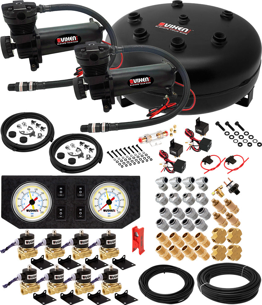 VIXEN AIR VXX1208GW/4840DB AIR SUSPENSION KIT FOR TRUCK/CAR BAG/AIR RIDE/SPRING. ON BOARD SYSTEM, DUAL 200PSI COMPRESSOR, 4 GALLON TANK image 0