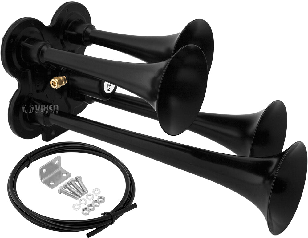 VIXEN HORNS VXH4114B FOUR TRUMPET TRAIN AIR HORN BLACK image 0