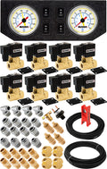 VIXEN AIR VXK3805GW 3/8" NPT AIR RIDE SUSPENSION HIGH FLOW AIR VALVES/SOLENOIDS 250 PSI FOUR CORNERS WITH DUAL WHITE GAUGE, FITTINGS AND HOSES image 0