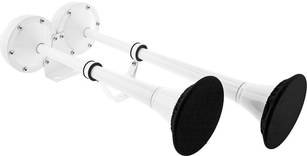 VIXEN HORNS VXH2112MAR-W/P MARINE GRADE STAINLESS STEEL ELECTRIC AIR HORN WITH COVERS WHITE image 1