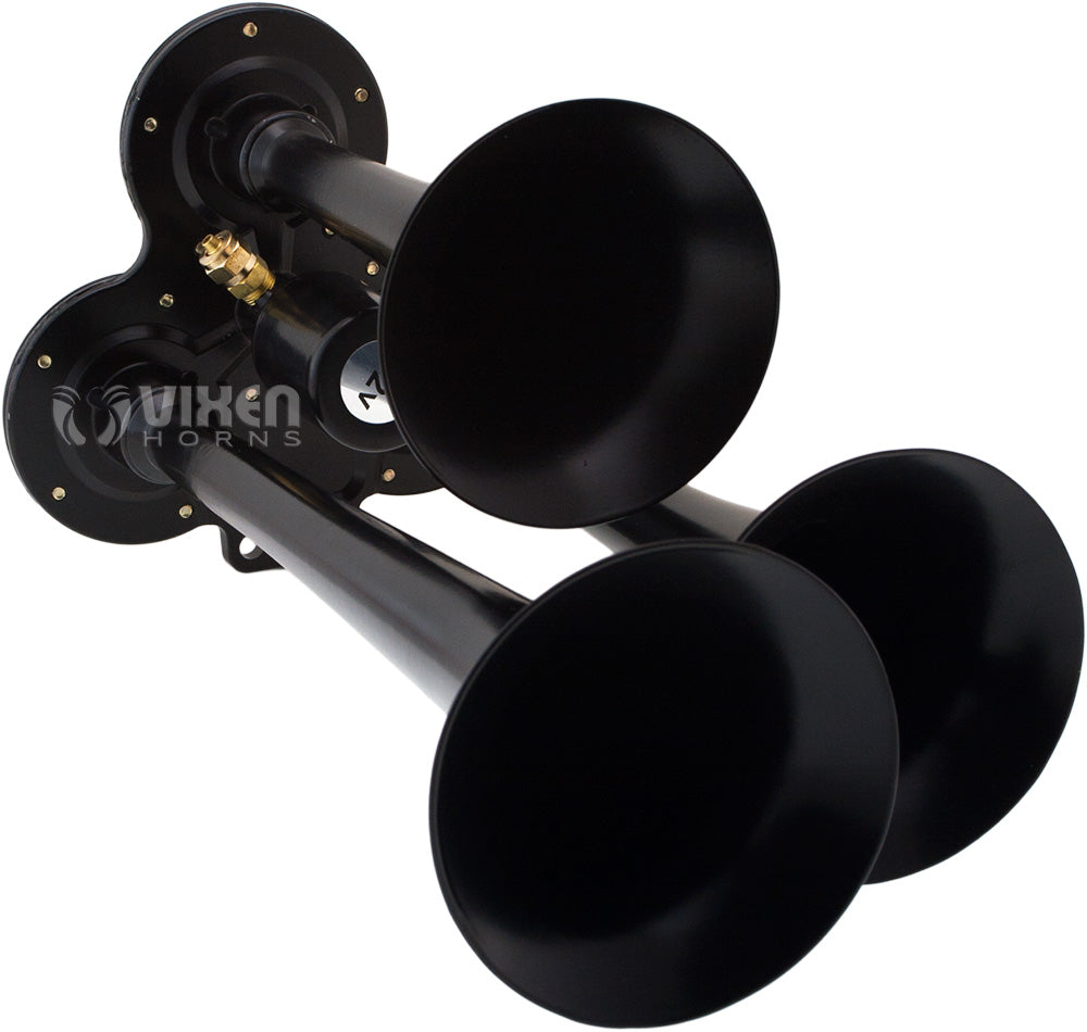 VIXEN HORNS VXO8330/3114B TRIPLE TRUMPET TRAIN AIR HORN BLACK WITH 3 GALLON TANK AND 200 PSI COMPRESSOR image 3