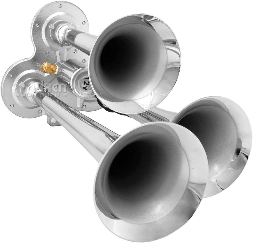 VIXEN HORNS VXH3114LC/P TRIPLE TRUMPET TRAIN AIR HORN WITH COVERS CHROME PLATED image 4