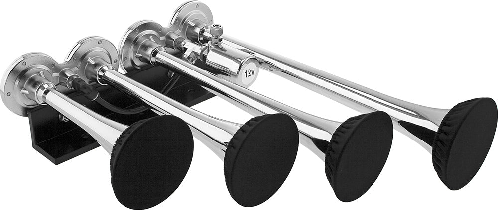VIXEN HORNS VXH4124XLC/P FOUR TRUMPET TRAIN AIR HORN XLONG WITH COVERS CHROME PLATED image 1