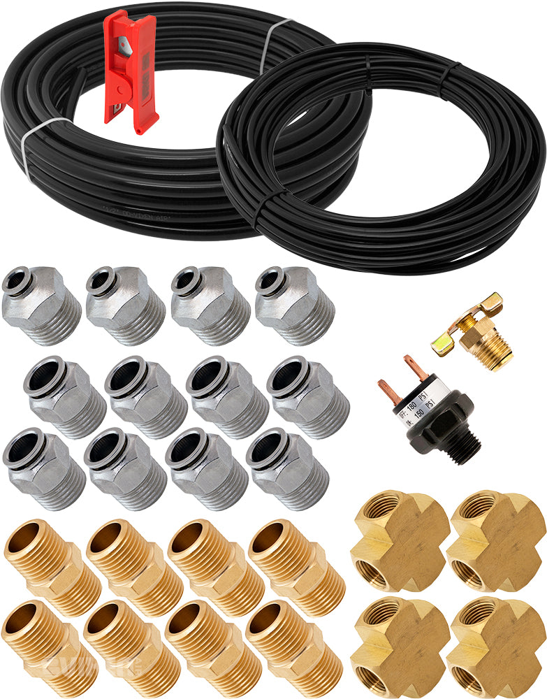 VIXEN AIR VXK1206H SET OF FITTINGS FOR EIGHT 1/2" NPT AIR VALVES USING 1/2" AND 1/4" OD AIR LINES, PRESSURE SWITCH INCLUDED image 0