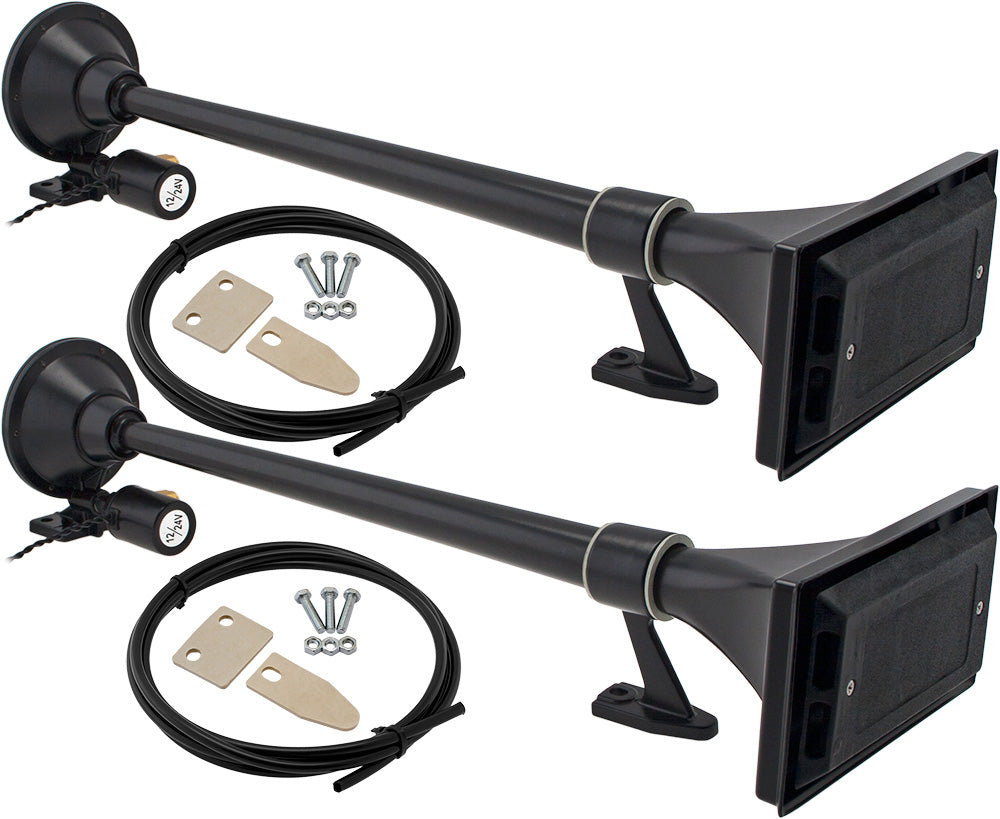 VIXEN HORNS VXH1264BX2 SEMI TRUCK SINGLE AIR HORN BLACK (DUAL PACK) image 0