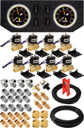 VIXEN AIR VXK3804GB 3/8" NPT AIR RIDE SUSPENSION HIGH FLOW AIR VALVES/SOLENOIDS 210 PSI FOUR CORNERS WITH DUAL BLACK GAUGE, FITTINGS AND HOSES image 0