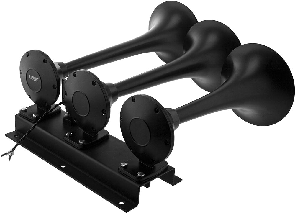 VIXEN HORNS VXO8330/3418B TRIPLE TRUMPET TRAIN AIR HORN BLACK WITH 3 GALLON TANK AND 200 PSI COMPRESSOR image 2