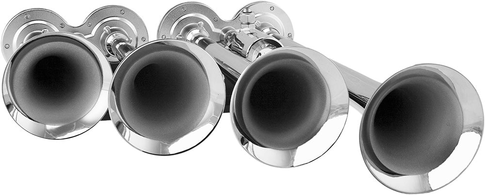 VIXEN HORNS VXO8330/4124XC QUAD TRUMPET TRAIN AIR HORN CHROME PLATED WITH 3 GALLON TANK AND 200 PSI COMPRESSOR image 3