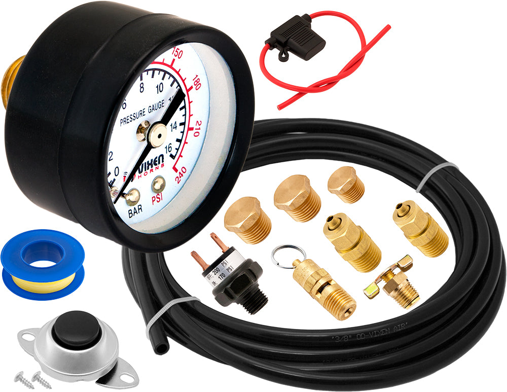 VIXEN HORNS VXO8350B/4124XB QUAD TRUMPET TRAIN AIR HORN BLACK WITH 5 GALLON TANK AND 200 PSI COMPRESSOR image 9