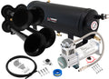 VIXEN HORNS VXO8315/4114B QUAD TRUMPET TRAIN AIR HORN BLACK WITH 1.5 GALLON TANK AND 200 PSI COMPRESSOR image 0