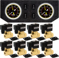 VIXEN AIR VXF2G4038B 3/8" NPT ELECTRIC AIR VALVE (SOLENOID) 250PSI 12V (8-PACK) WITH 2 DUAL NEEDLE GAUGES/4 SWITCH DASH PANEL KIT BLACK image 0