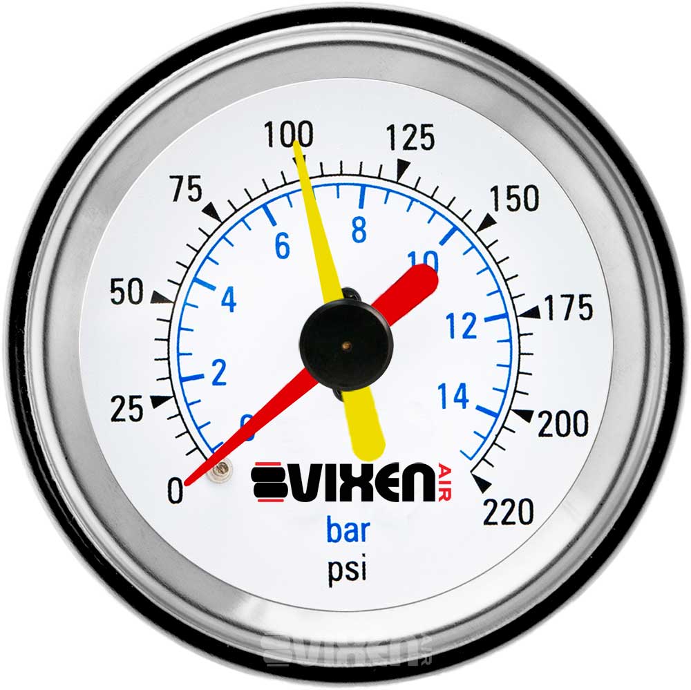 VIXEN AIR VXA7222LW 2" DUAL NEEDLE AIR PRESSURE GAUGE WHITE image 1