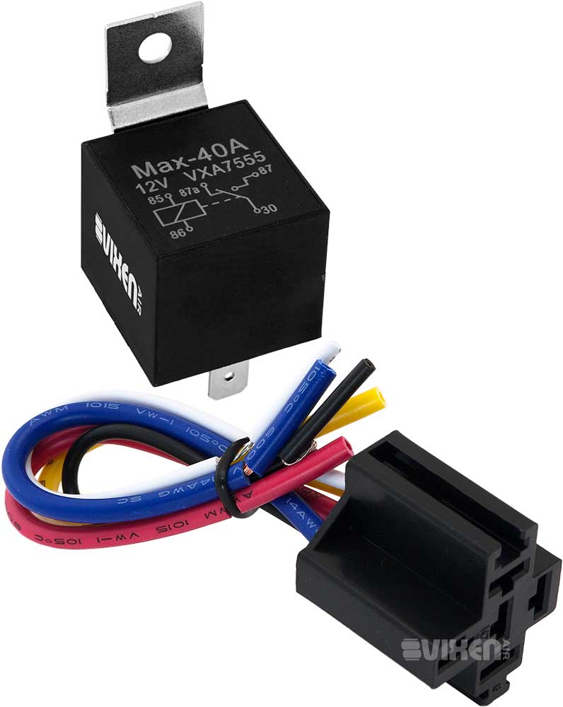 VIXEN AIR VXA7549 5-PIN UNIVERSAL RELAY 12V/40A WITH PRE-WIRED QUICK CONNECT RELAY PLUG/SOCKET image 0