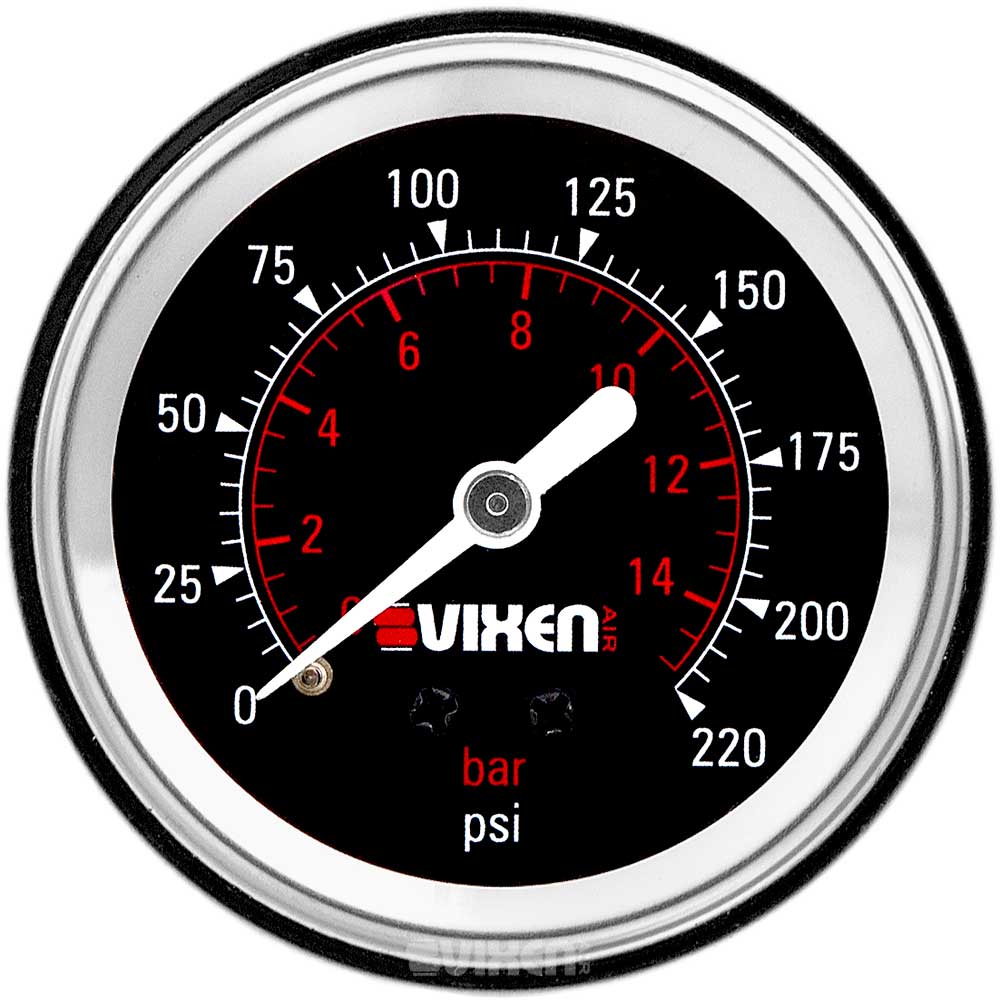 VIXEN AIR VXA7212LB 2" SINGLE NEEDLE AIR PRESSURE GAUGE BLACK image 1