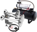 VIXEN HORNS VXO8580/3318C TRIPLE TRUMPET TRAIN AIR HORN CHROME PLATED WITH 2.5 GALLON TANK AND 200 PSI COMPRESSOR image 0