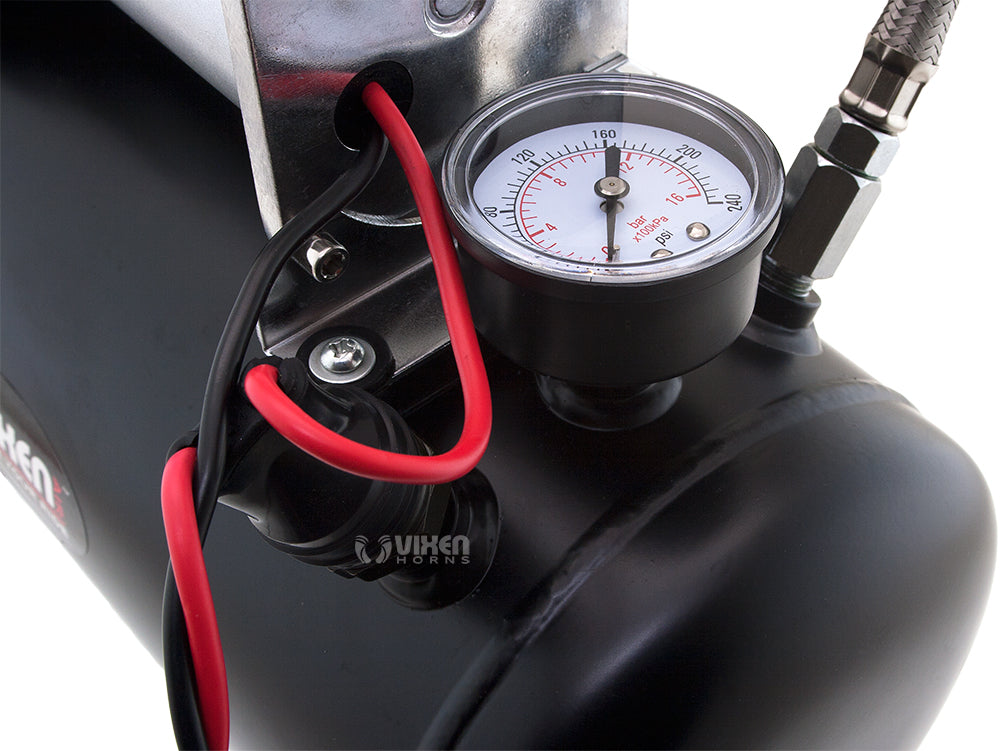 VIXEN HORNS VXO8560/4318B QUAD TRUMPET TRAIN AIR HORN BLACK WITH 2 GALLON TANK AND 150 PSI COMPRESSOR image 7