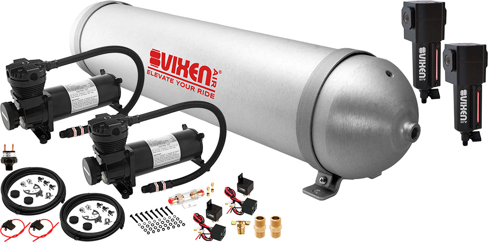 VIXEN AIR VXO4850DBF 5 GALLON ALUMINUM AIR TANK WITH DUAL 200 PSI AIR COMPRESSOR ONBOARD AIR SYSTEM image 0