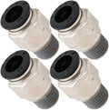 VIXEN HORNS VXA7314-4 1/4" NPT MALE PUSH TO CONNECT STRAIGHT PNEUMATIC FITTING FOR 3/8" OD HOSE (4 PACK) image 0